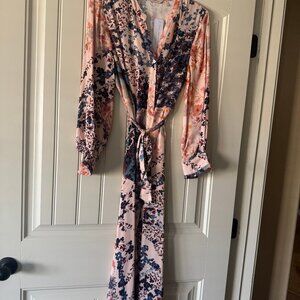 Soft Surroundings Nassau Dress, Size MP, Peach and Blue Floral